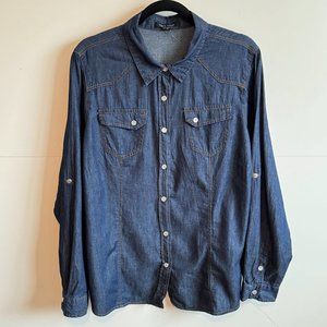 NEW! Plus Denim Style Western Shirt